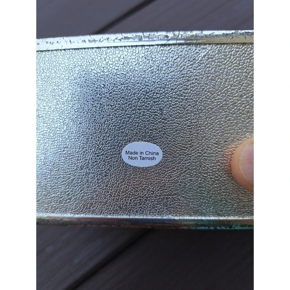VTG Silver Plated Trinket Jewelry Box Present For Mother Blue Velvet Inner